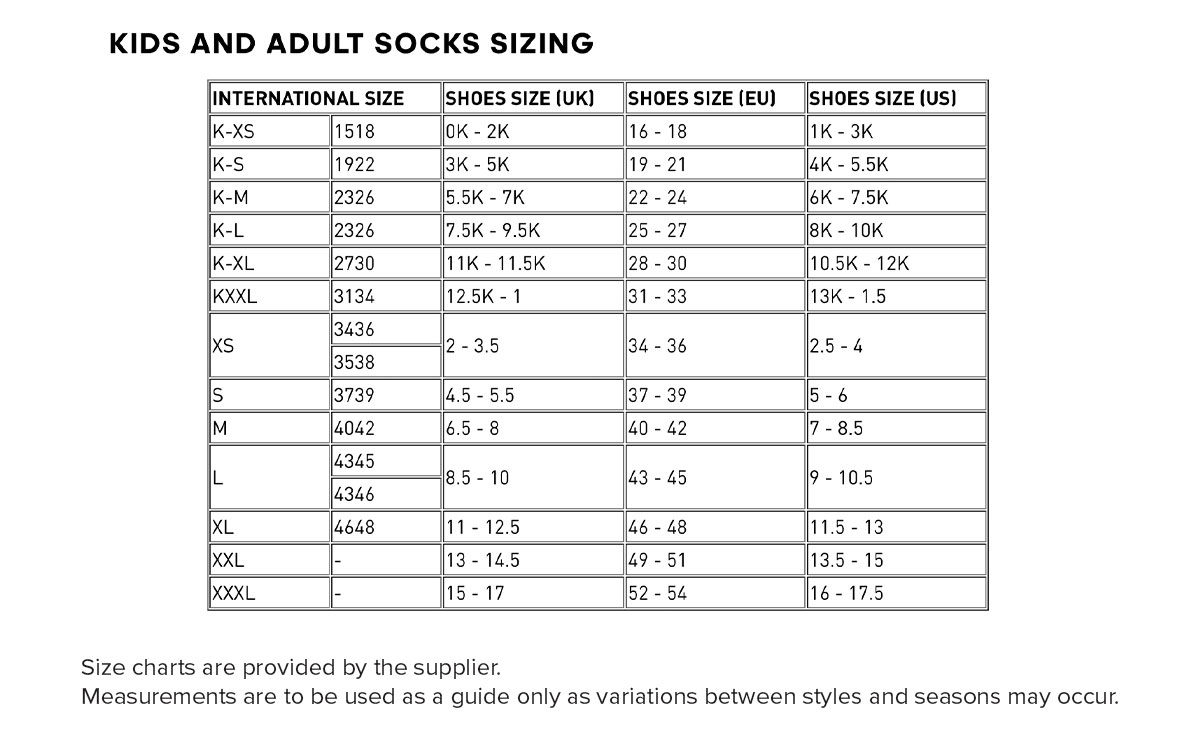 adidas originals-socks-womens size chart